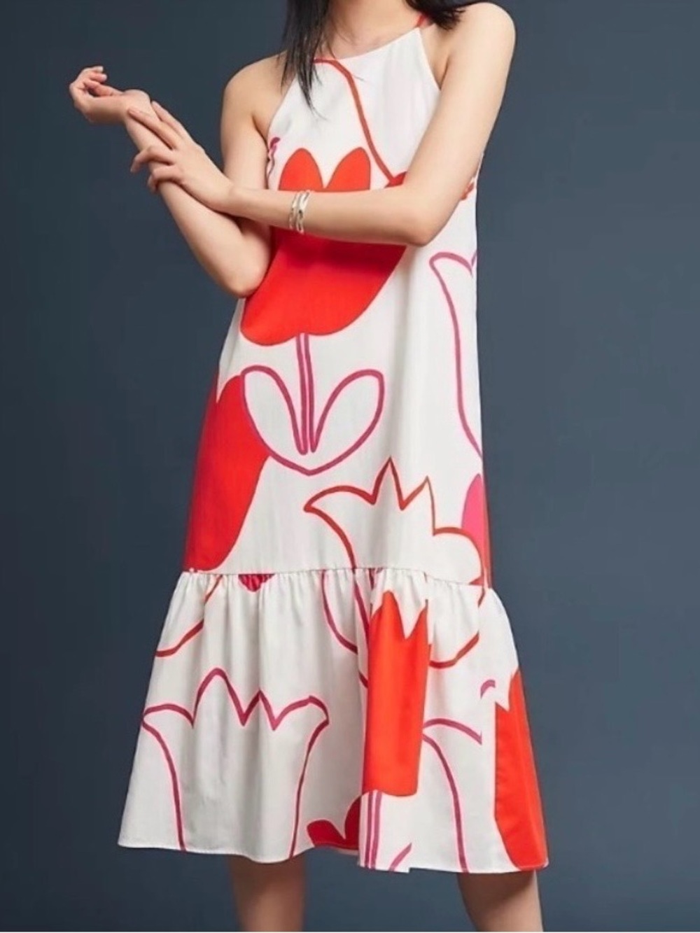 Anthropologie Coreylynncalter Tulip Print midi dress